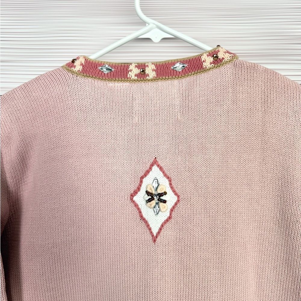 NWT Storybook Knits Cats Design Cardigan Pink Beaded Cotton size 1X Vintage - Picture 10 of 16